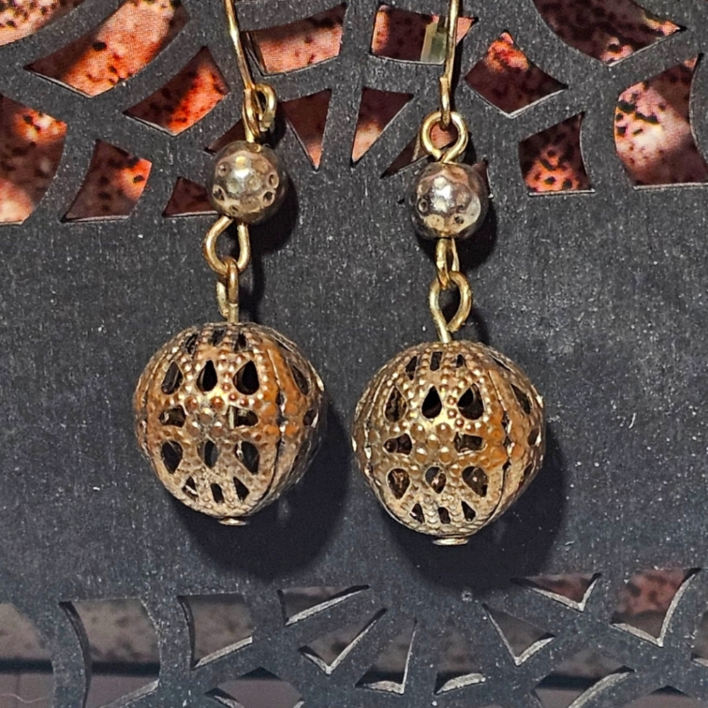 Brass colored dangle earrings